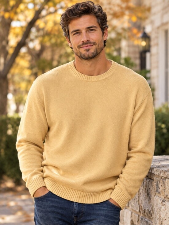 Talbots Other - Vintage Talbots Men's Butter Yellow 100% Cotton Crewneck Sweater